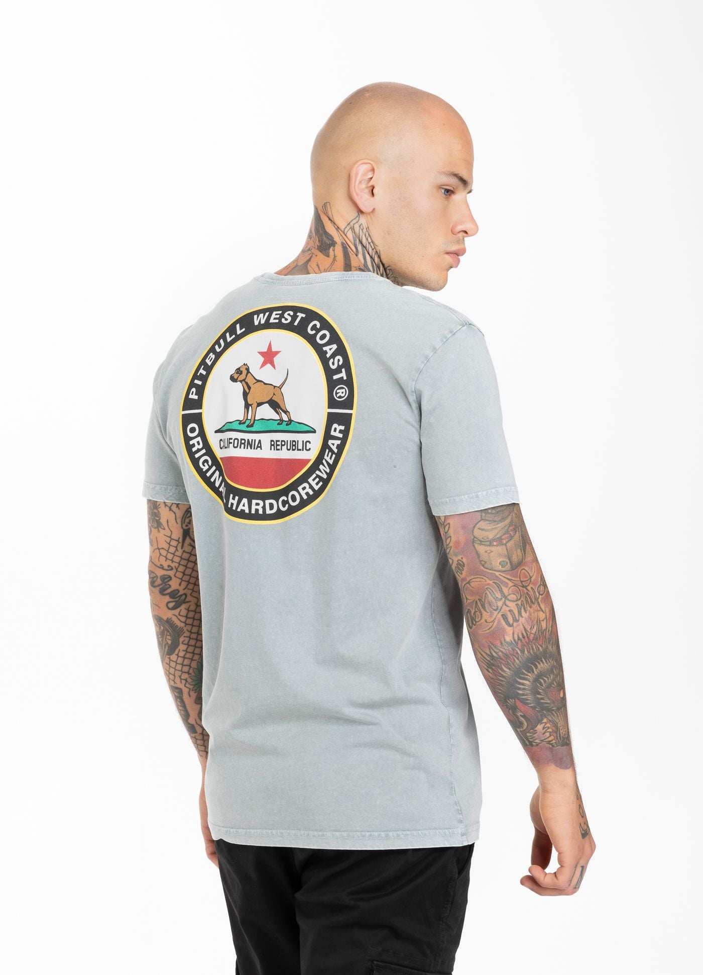 T-shirt Denim Washed California Dog - Pitbull.eu