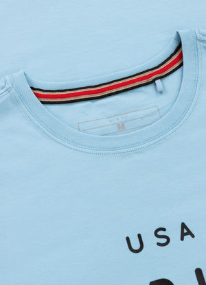 Men's T-Shirt Slim Fit USA CAL - Light blue