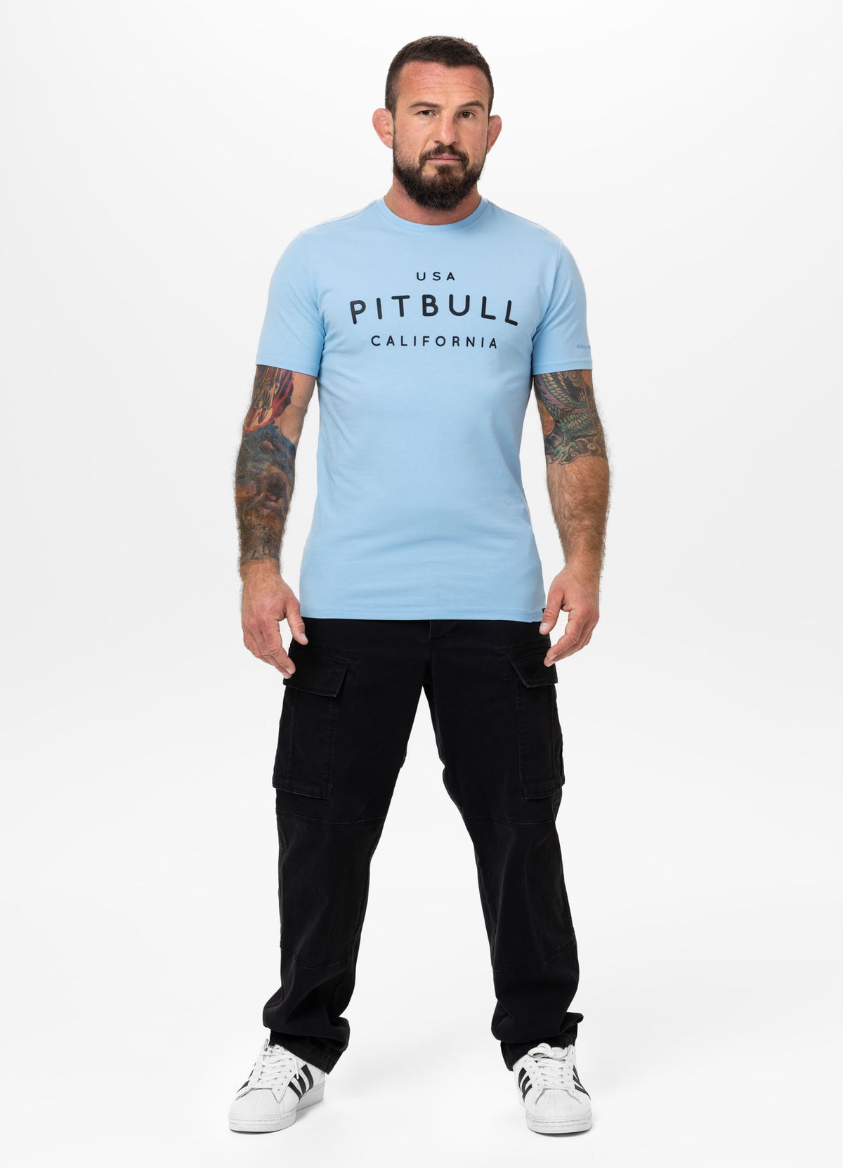 Men's T-Shirt Slim Fit USA CAL - Light blue