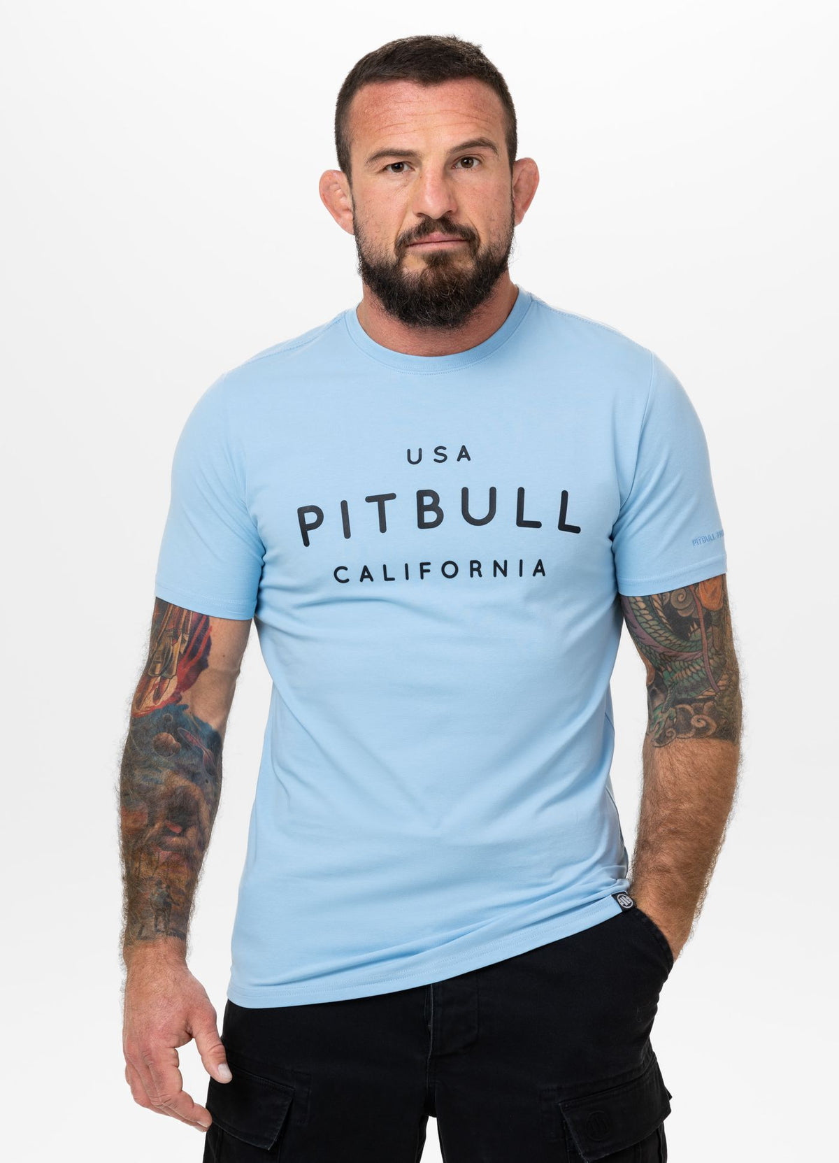 Men's T-Shirt Slim Fit USA CAL - Light blue