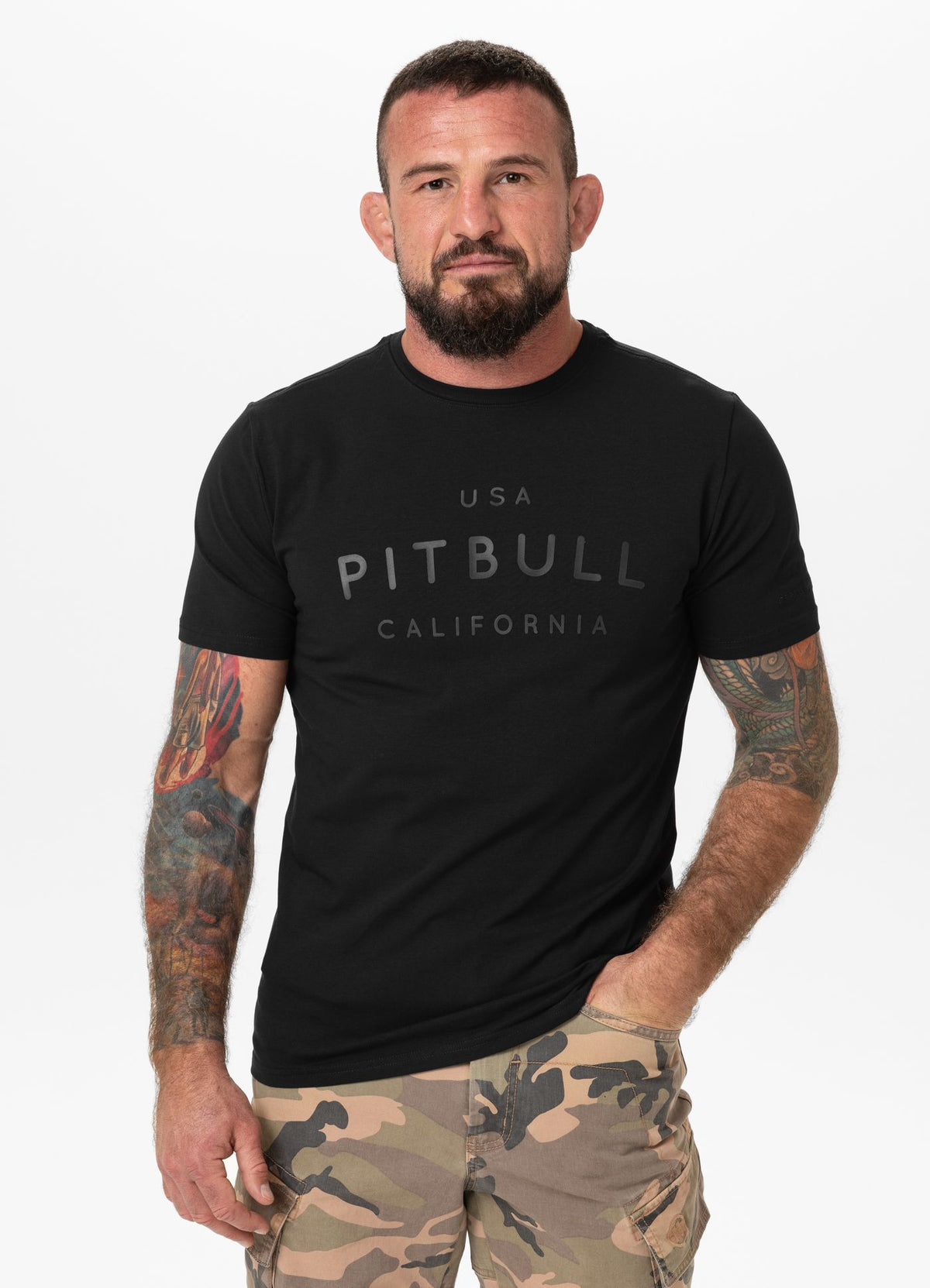 Men's T-Shirt Slim Fit USA CAL - Black