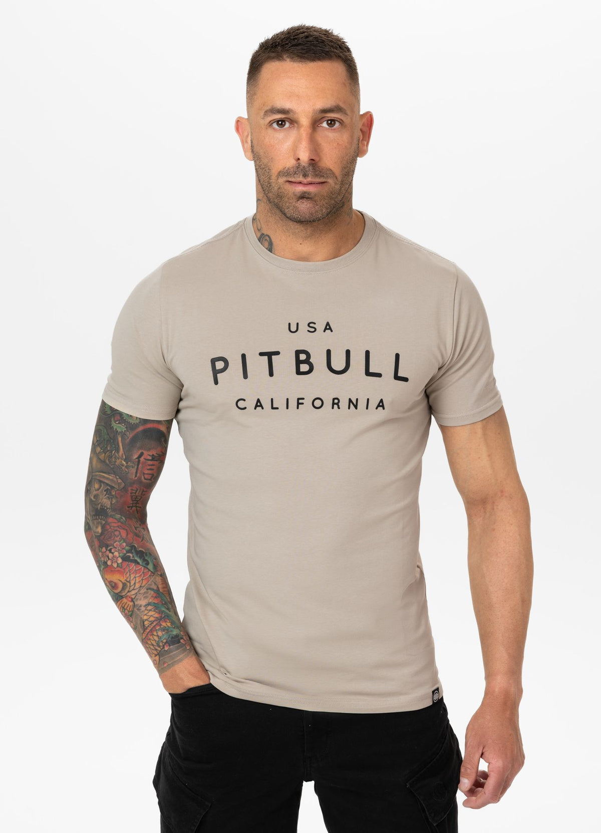 Men's T-Shirt Slim Fit USA CAL - Light Sand