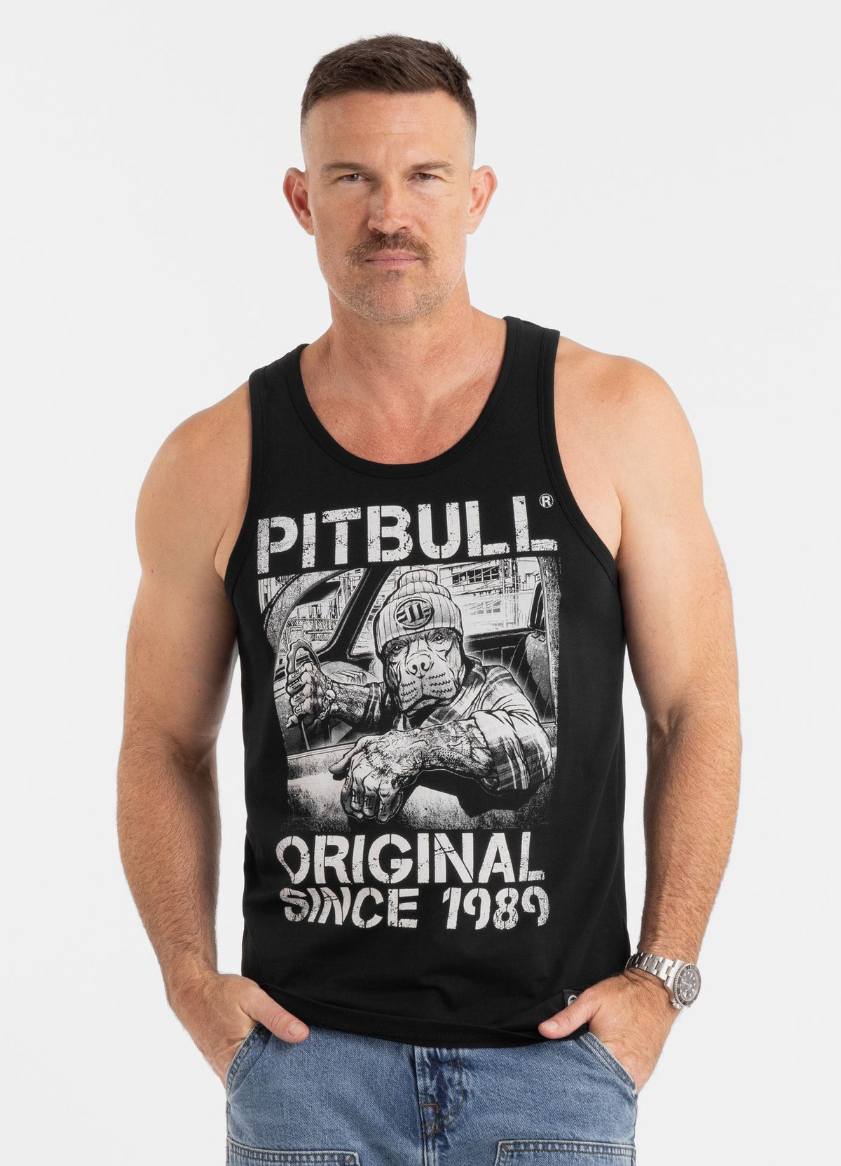 Herren Tanktop Slim Fit Drive - Weiß